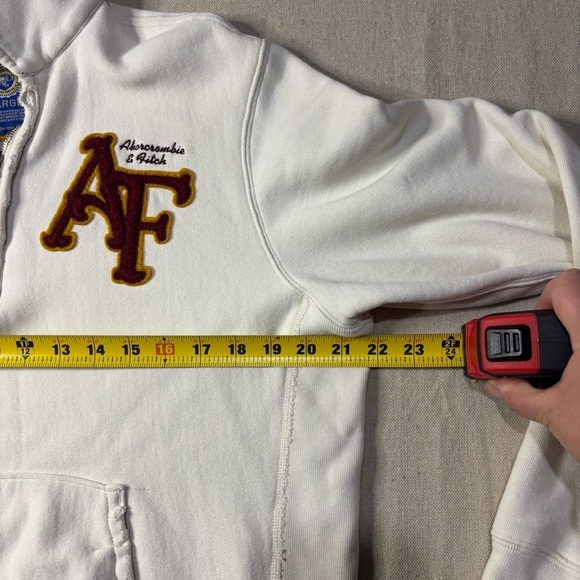 VTG Y2K 90s Abercrombie & Fitch 1/4 Zip Sweatshirt Sweater Logo Large Distressed - Picture 4 of 5